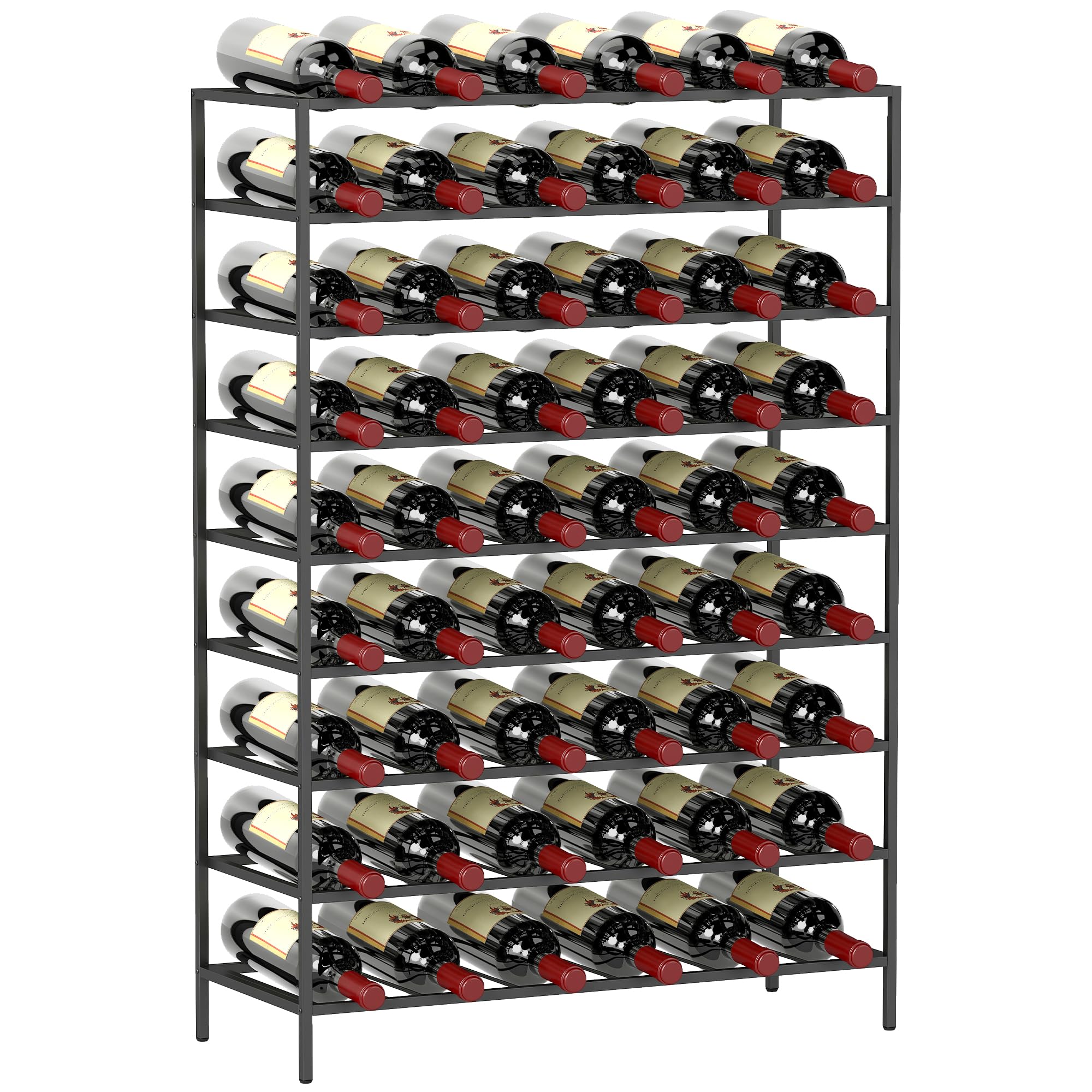 HOMCOM Étagère à Vin Capacité 54 Bouteilles 63L x 25l x 91H cm Métal Noir