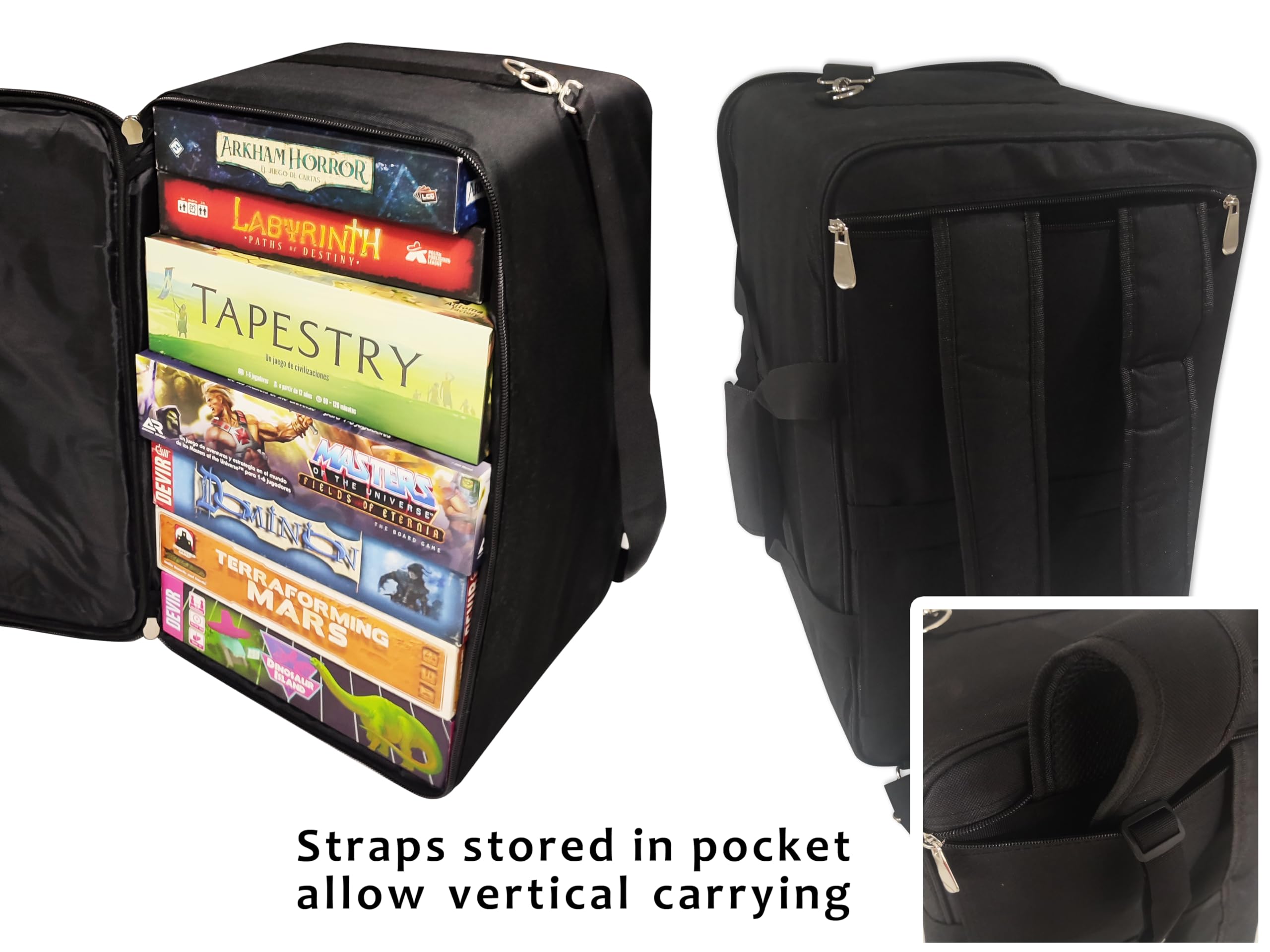 Board Game Package | Mochila para Transportar Juegos de Mesa Grandes. Gran Capacidad, VERSATILIDAD y PROTECCIÓN. Acolchamiento, Asa, Correa para Hombros y Bolsillo Exterior