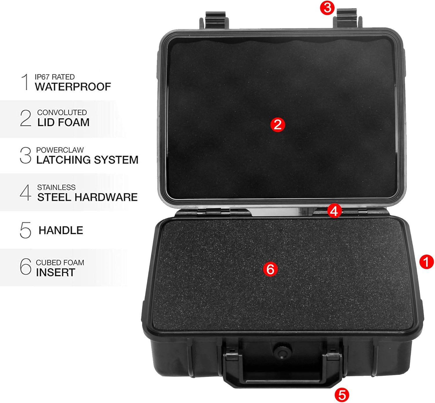 MOOCY 10" Small Hard Case with Customizable Foam Insert, 10.8x8.6x3.7 - Watertight Airtight Crush-Resistant Case for Pistol, Camera, Microphone & Electronics