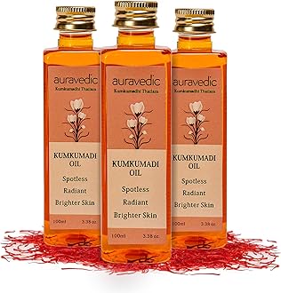 Auravedic Kumkumadi Oil For Face 100 Ml, Pack of 3, Kumkumadi Tailam Face Oil For Glowing Skin, Dark Spot Corrector Face Serum