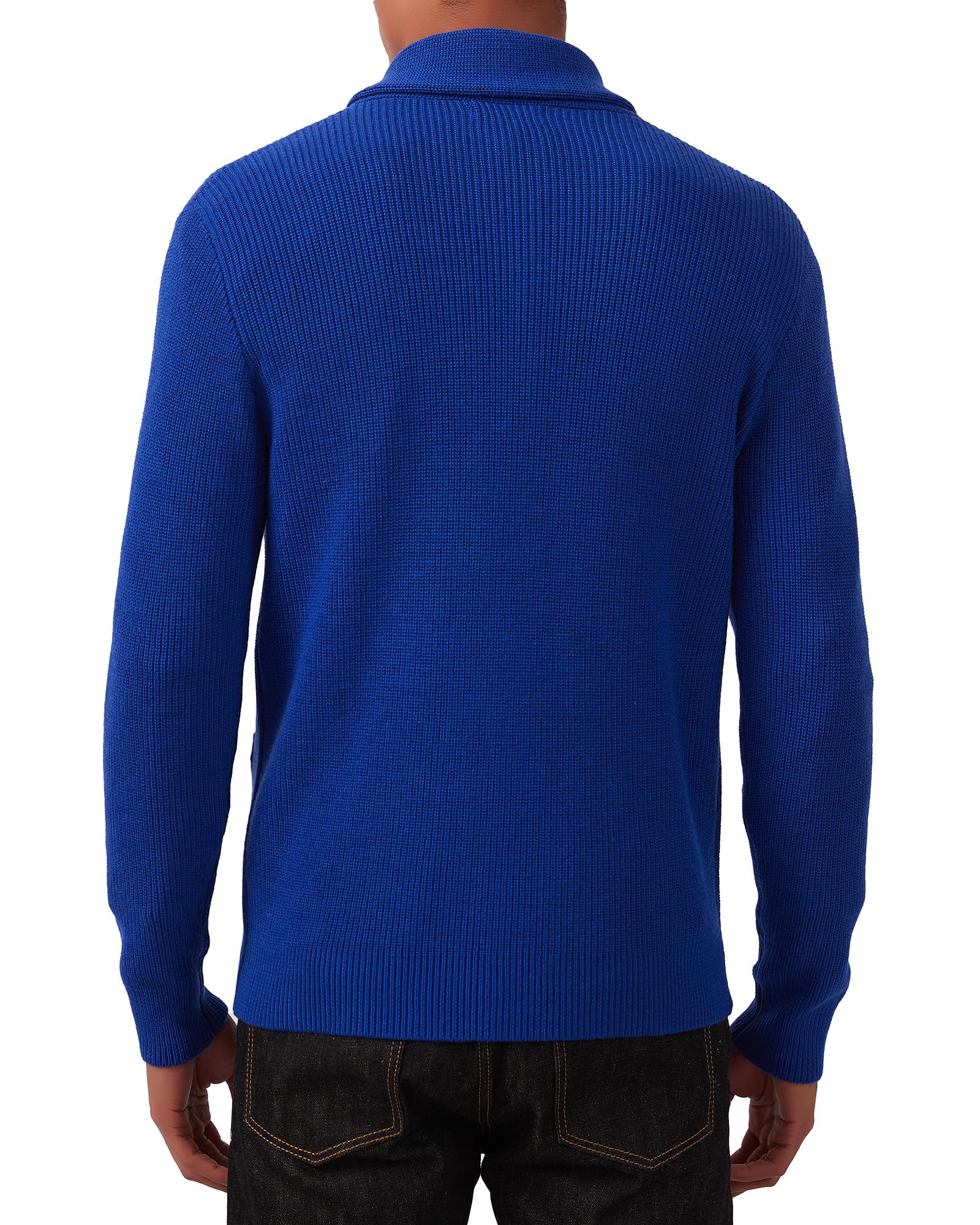 Kallspin Maglione da Uomo Cardigan con Collo a Scialle con Bottone e Tasche in Lana