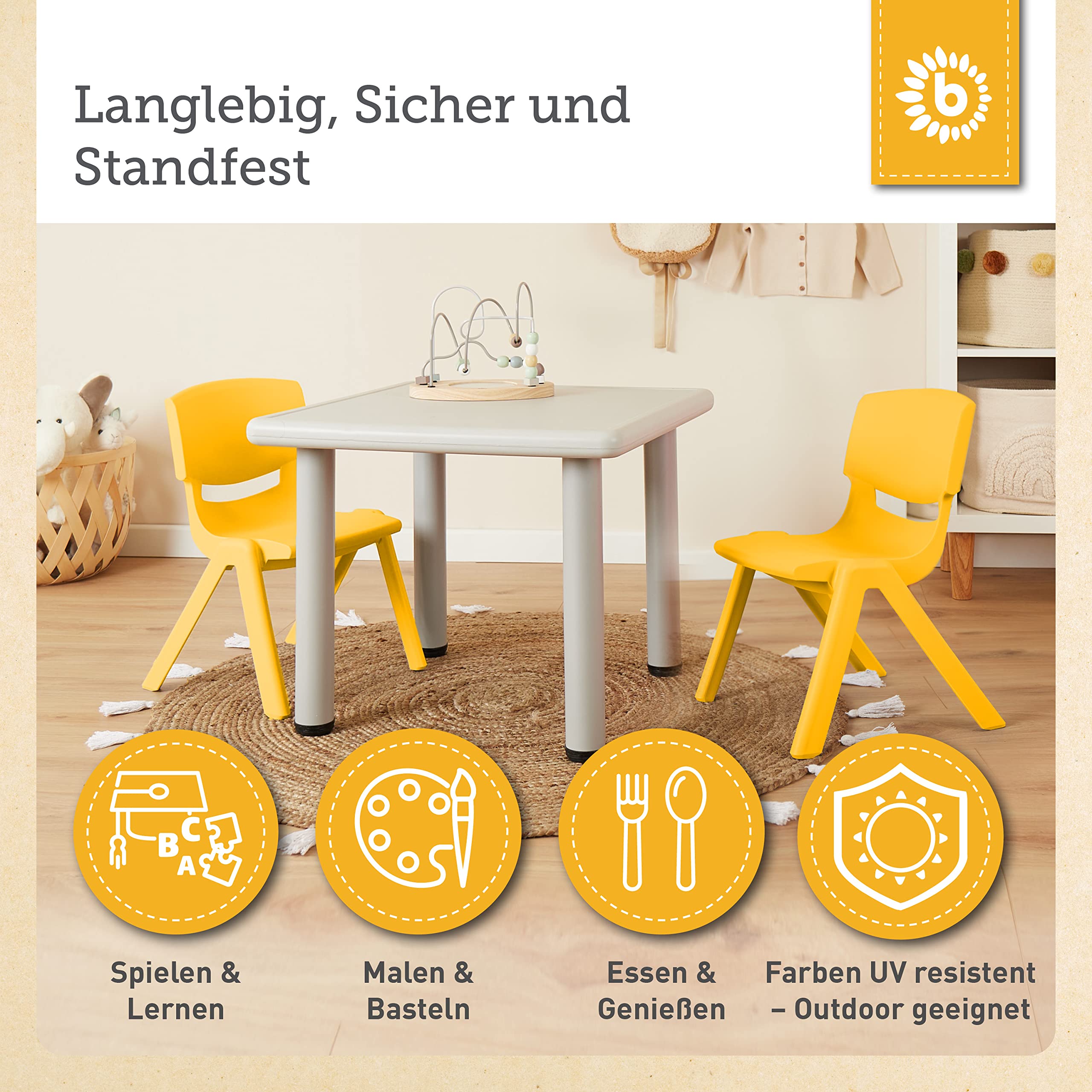 Bieco Kinderstuhl ab 1 Jahr bis 80 kg belastbar stapelbar | drinnen draußen gartenstuhl Kinder Stuhl kinderzimmer klappstuhl ab 3 Jahre ab 2 Jahre Stuhl Kinder hocker Plastik kindersessel Kleinkind