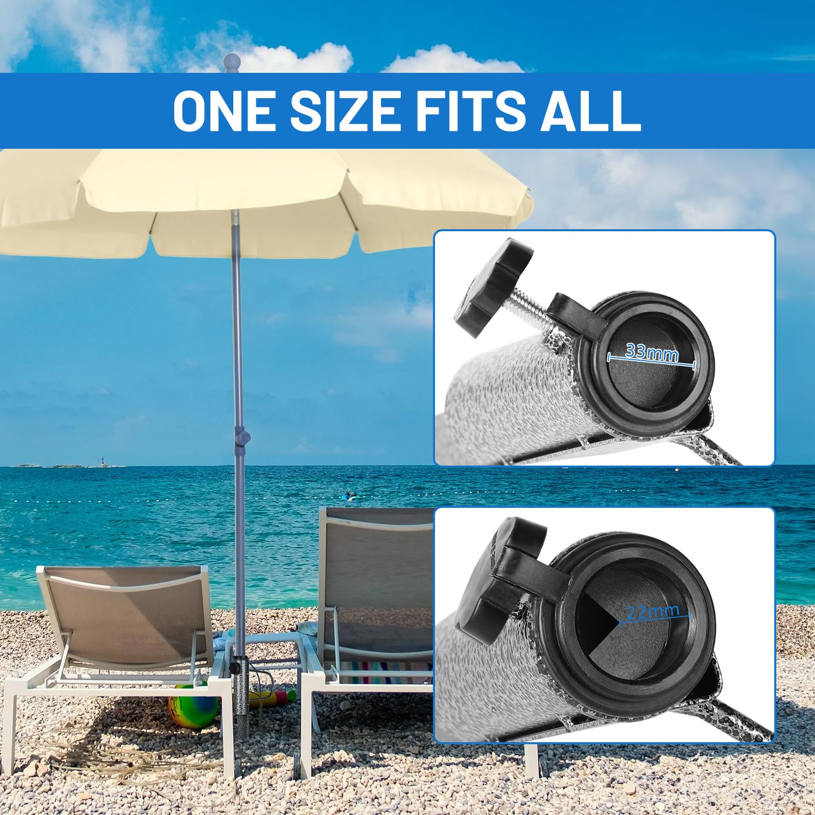DBREAKS Rasendorn Sonnenschirmhalter, 2 Stück Metall Sonnenschirmständer, Sonnenschirm Halterung Erdspieß, Rasendorn für Sonnenschirme für Sonnenschirme mit einem Durchmesser von 20-35 mm, Schwarz