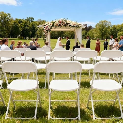 Miniatura 3 de White Folding Chairs 10 Pack, 350LBS Capacity Portable Folding Chair with Steel Frame, Stackable Commercial Chair for Home, Events, Office and