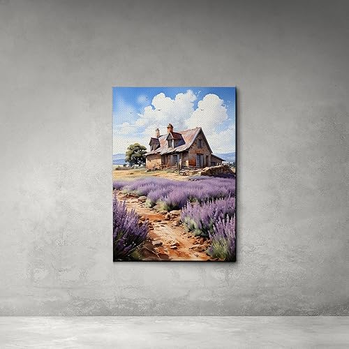 Fields of Lavender, Watercolor Provence Landscape and Lavender Field, Watercolor Prints of Serene Beauty, Canvas Prints, Wall Decor