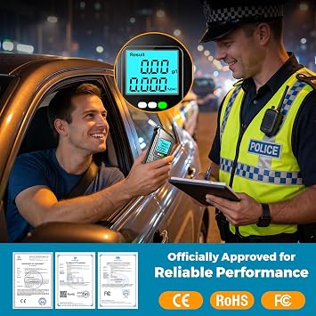 Portable Breathalyzer for Alcohol, Digital BAC Tester with 20 Mouthpieces