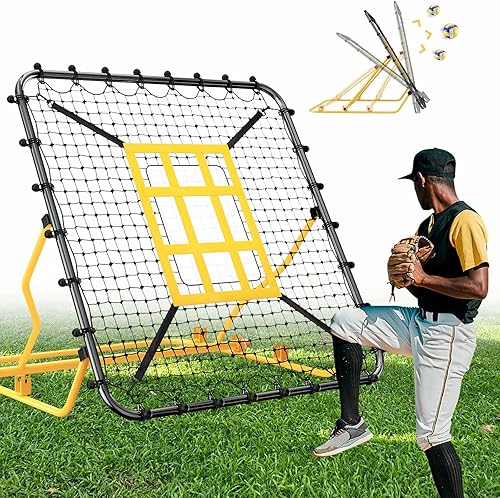 Miniatura 8 de Utheer Red de rebote de béisbol de 4 x 4.5 pies con zona de ataque y objetivo de 9 rejillas para béisbol, softbol, fútbol, voleibol, lacrosse, 3