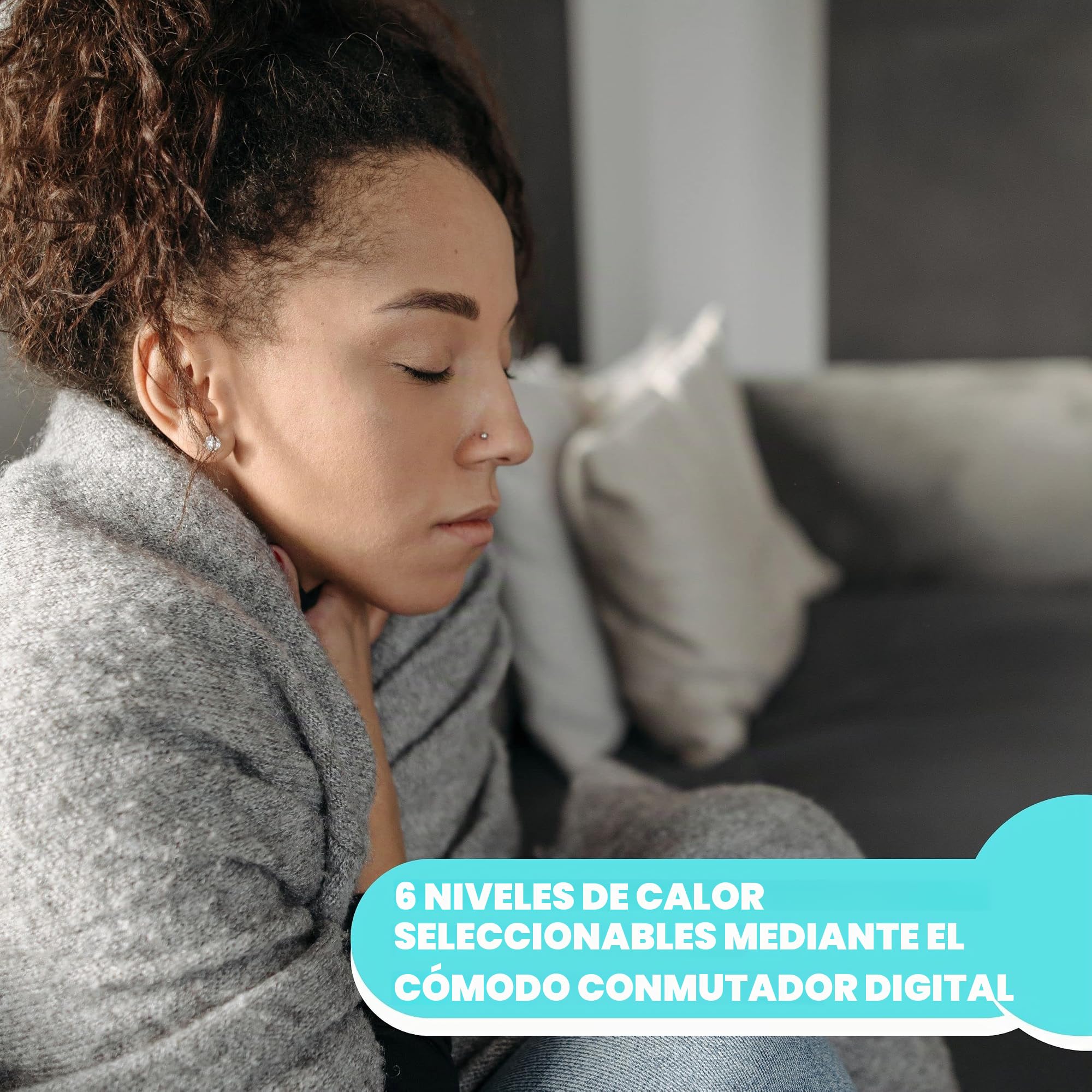 ARDES AR4H04 Almohadilla Térmica Eléctrica Calentadora Rápida Hombros Cuello Cervical 6 Niveles de Calor, Banda Cervical Cojín Térmico Eléctrico Relajante de Microfibra Suave Lavable en Lavadora