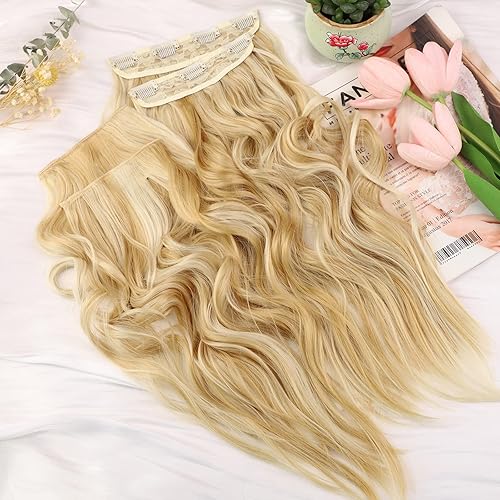 Miniatura 2 de AISI BEAUTY Extensiones de cabello con pinzas, 4 piezas de 20 pulgadas, largo, ondulado, sintético, grueso, extensiones de cabello natural para