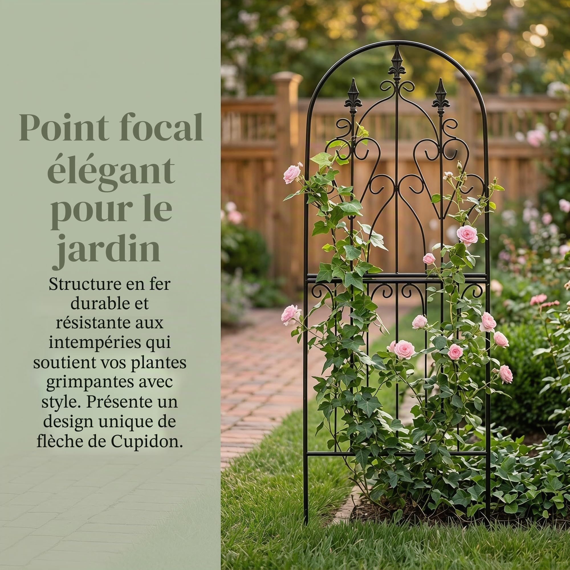 Treillis pour Plantes Grimpantes 150 cm x 55 cm x 1,3 cm Métal Design Unique Structure Décorative de Jardin Résistante aux Intempéries Treillis Extérieur Décor Fleures Roses Vignes Lierre Clématites