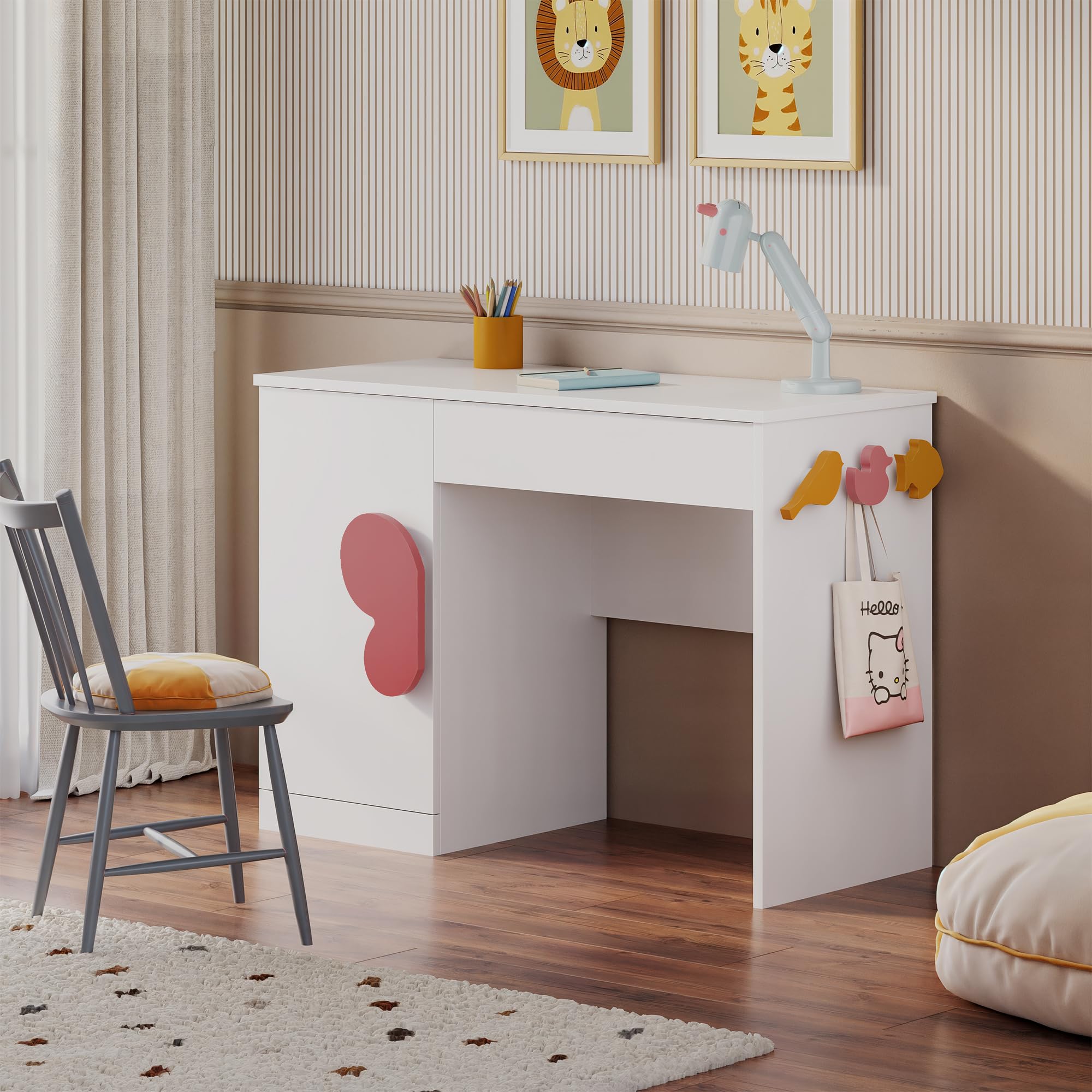 Wakefit Moppin Engineered Wood Study Table – Frosty White Finish