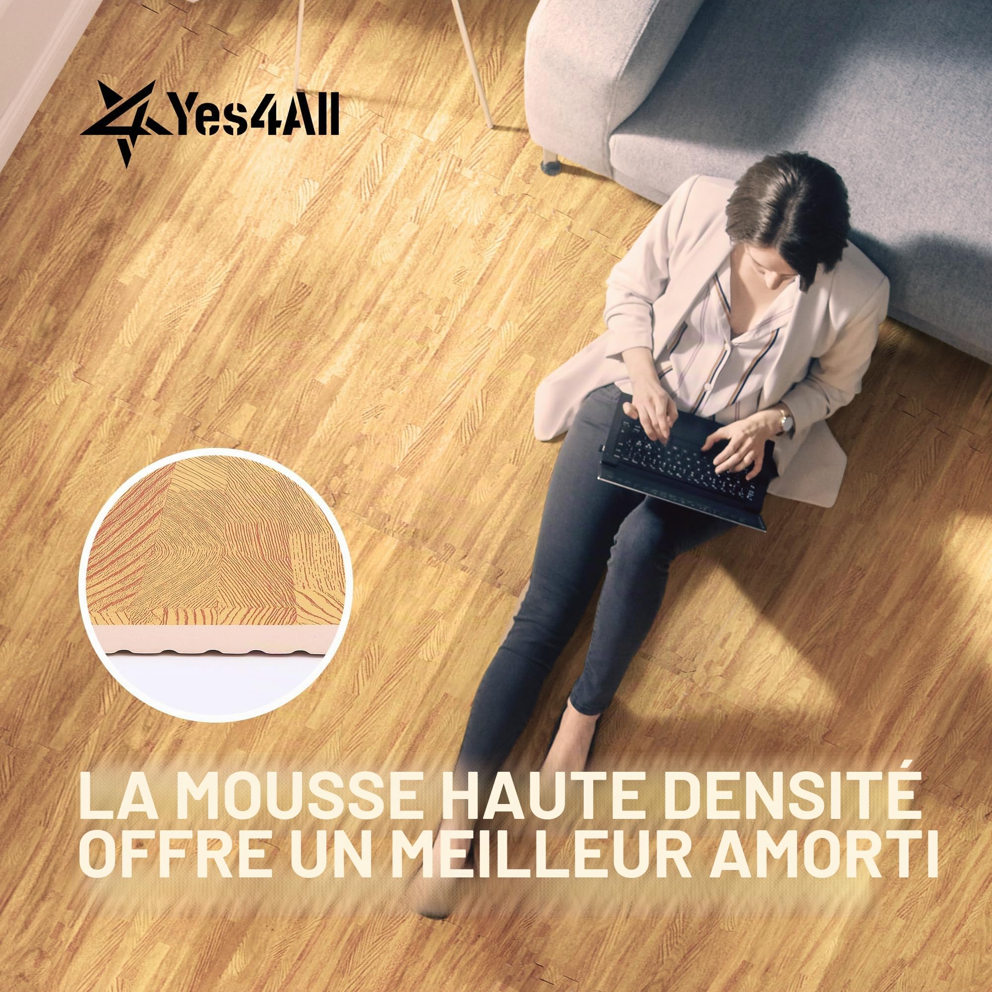 Yes4All 60x60 cm jusqu'à 11,1 m² Set 6/12/30 Carreaux de sol en mousse EVA, tapis en mousse, tapis de sol de gymnastique, tapis de sol emboîtables Sol de garage, piscine extérieure, bain à remous