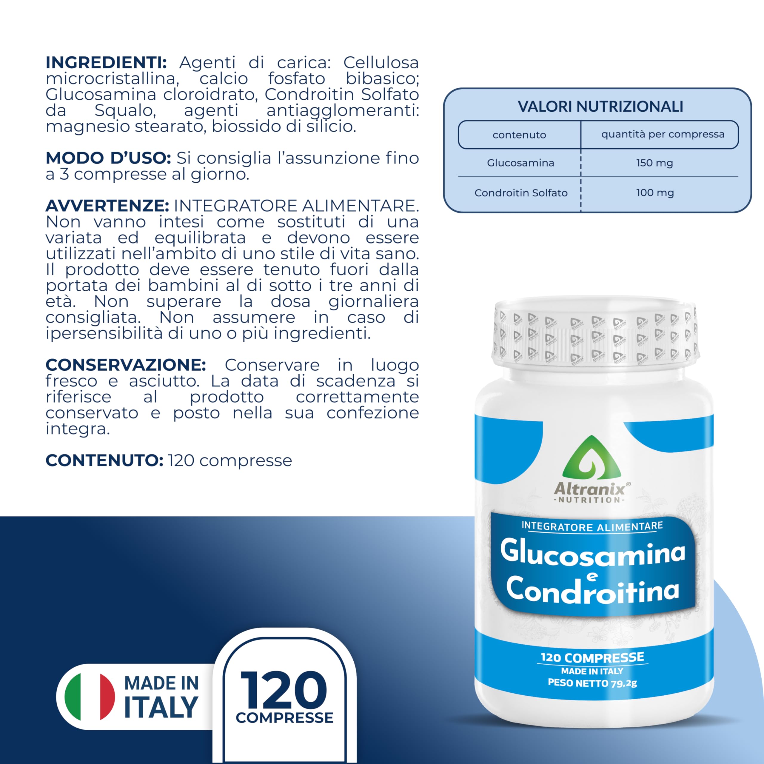 Glucosamina Condroitina – 120 Compresse – Integratore Articolazioni e Cartilagini – Supporto Naturale per il Benessere Articolare