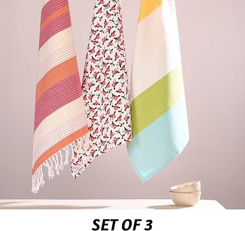 Miniatura 3 de Folkulture Toallas de cocina con lazo para colgar, juego de 3, paños de cocina 100% algodón para secar platos, paños de cocina de 25 x 15 pulgadas o