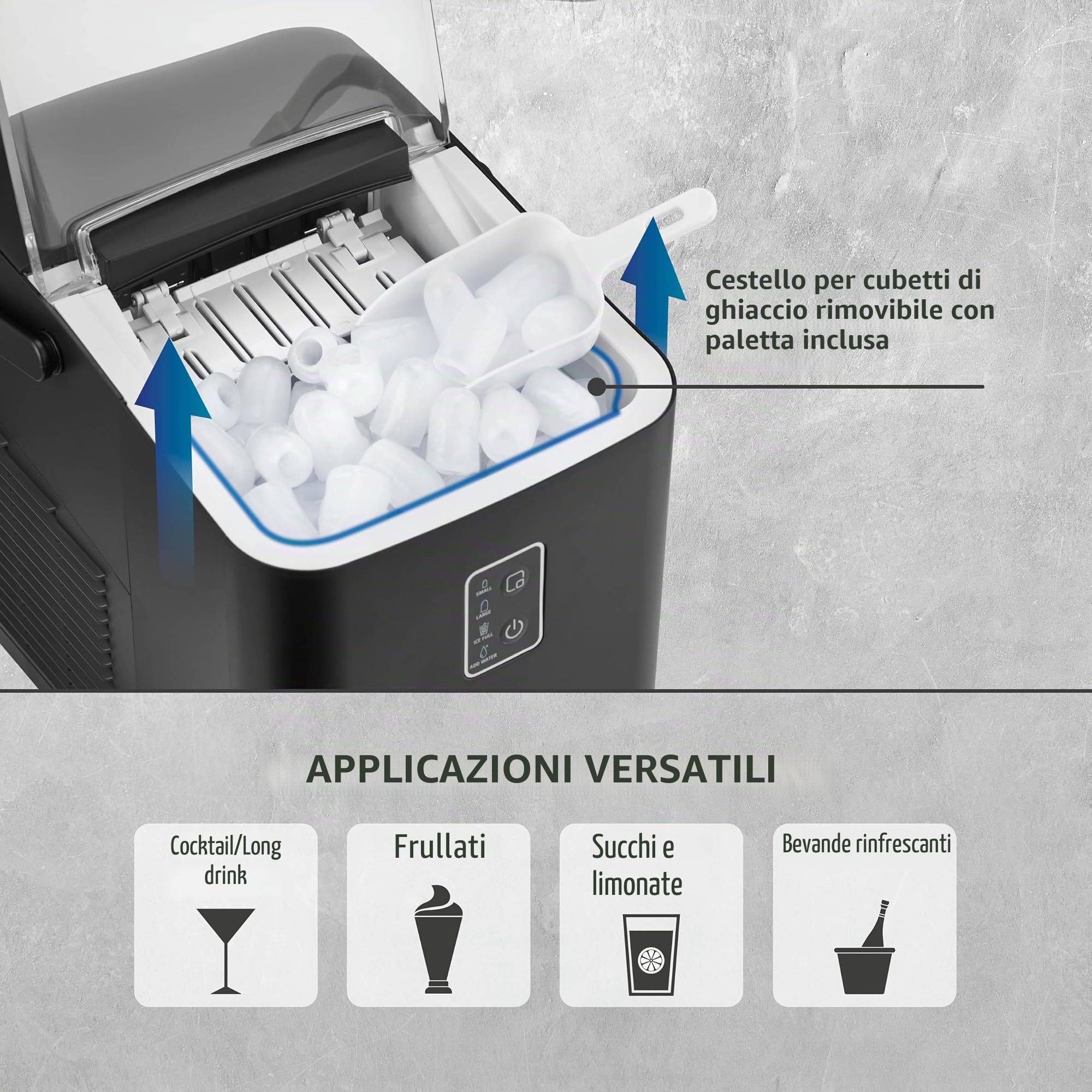 CASO IceChef compact - Macchina del ghiaccio autopulente, macchina per il ghiaccio con serbatoio da 1L, ideale per casa e cucina, produce ghiaccio in 6 minuti, fino a 12 kg in 24 ore, nero