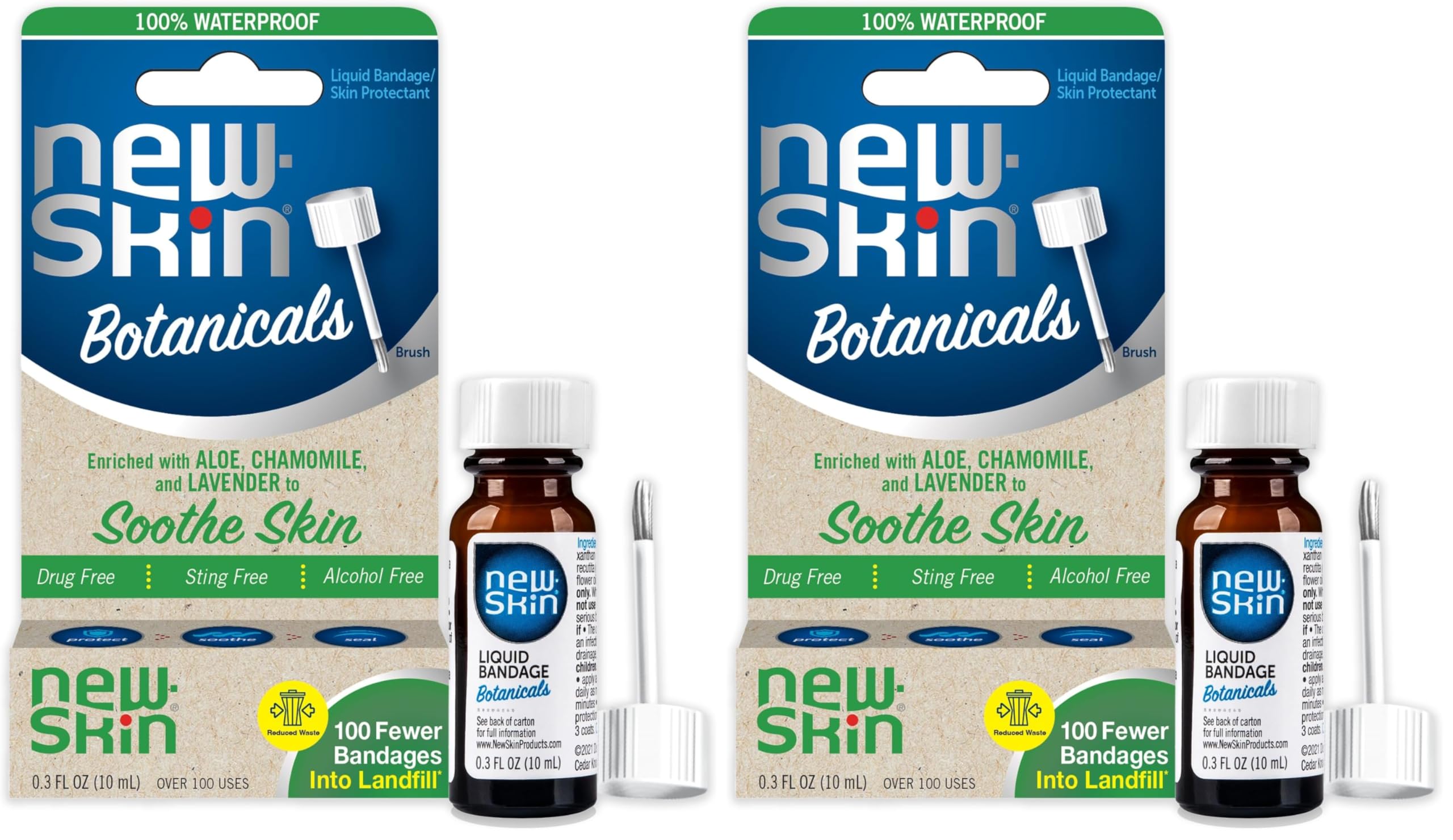 NEW-SKIN Botanicals Liquid Bandage for Minor Cuts and Scrapes, 0.3 Ounce (Packaging May Vary) (Pack of 2)