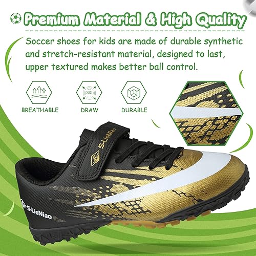 Miniatura 2 de CBUSTER Zapatos de fútbol para niños y niñas, zapatos deportivos para interiores y exteriores