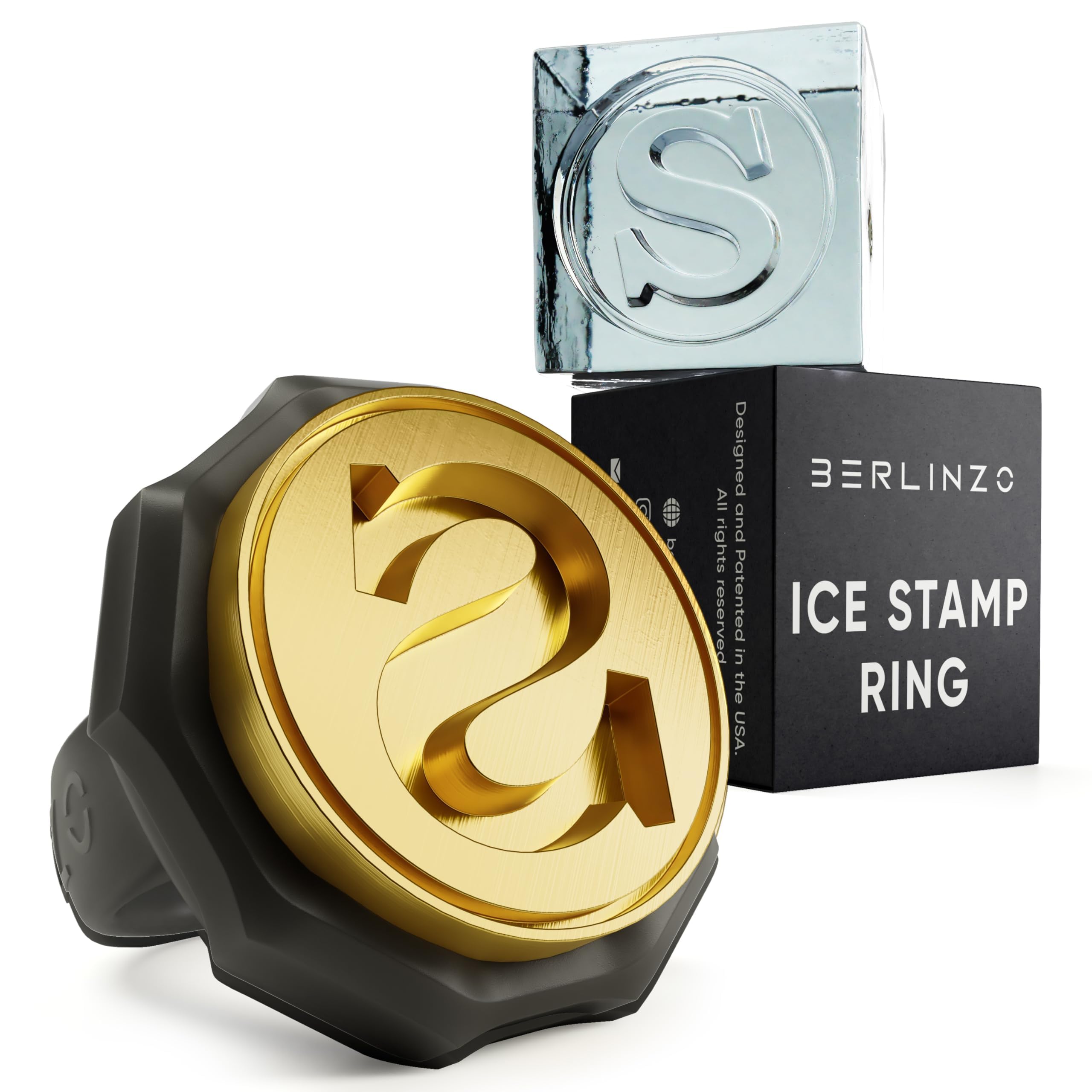 Berlinzo Brass Ice Stamp Ring Letter S