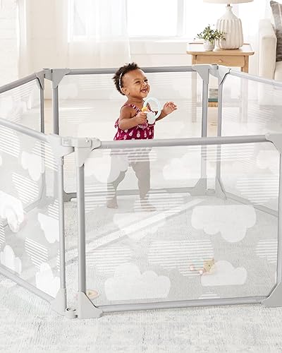 Miniatura 4 de Skip Hop Puerta expandible para bebé, recinto para vistas de juegos, nube de forro plateado