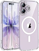 ORETECH Magnetic Case for iPhone 17, Compatible with Mag-Safe, with [2 x Screen Protector] Anti-Shock Back Cover Resistant Scratches for iPhone 17 Case 6.3 Inches Transparent