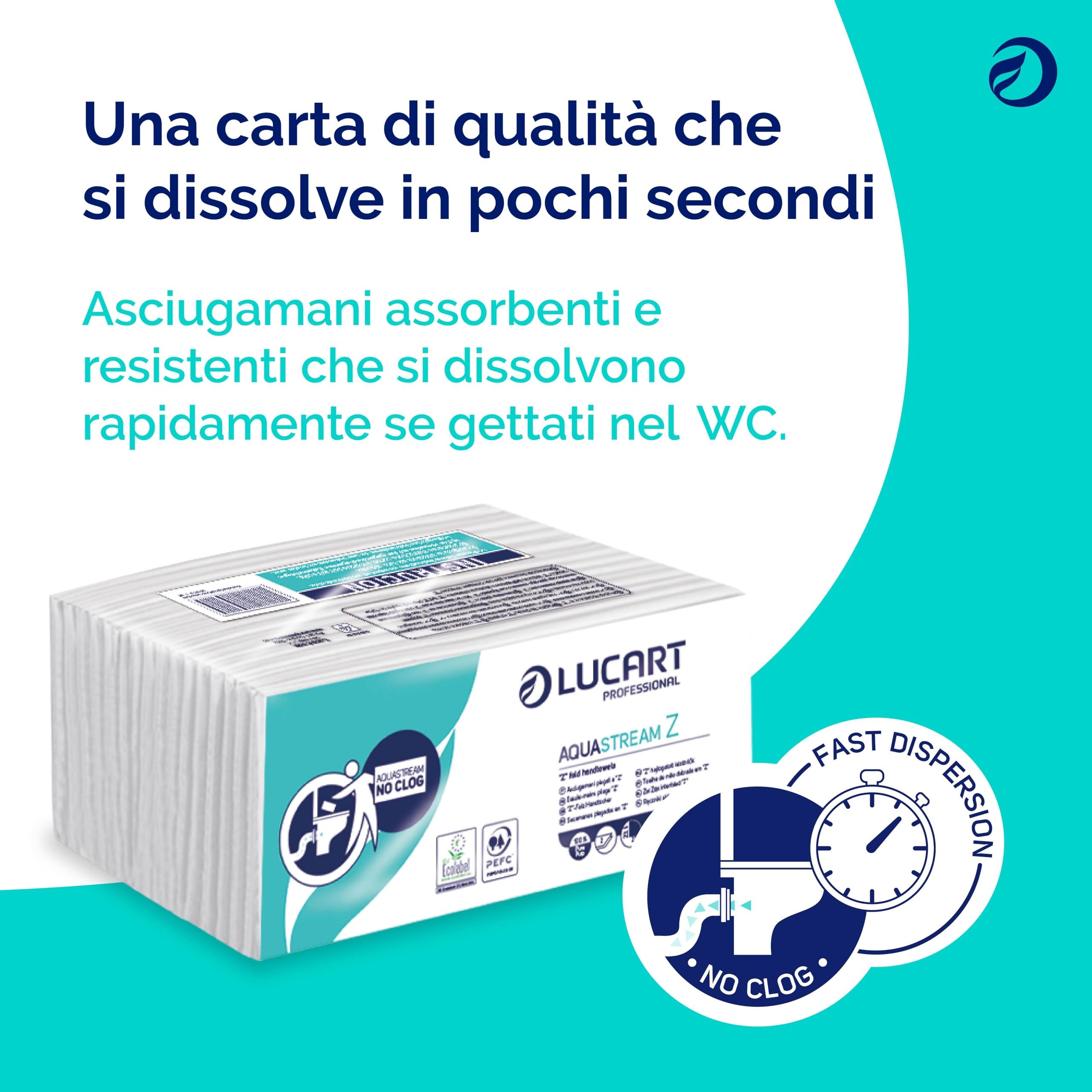 Lucart Professional 864018 asciugamani, 242 Z-Fold, forte Z, n.-zoccoli, confezione da 3630 pezzi