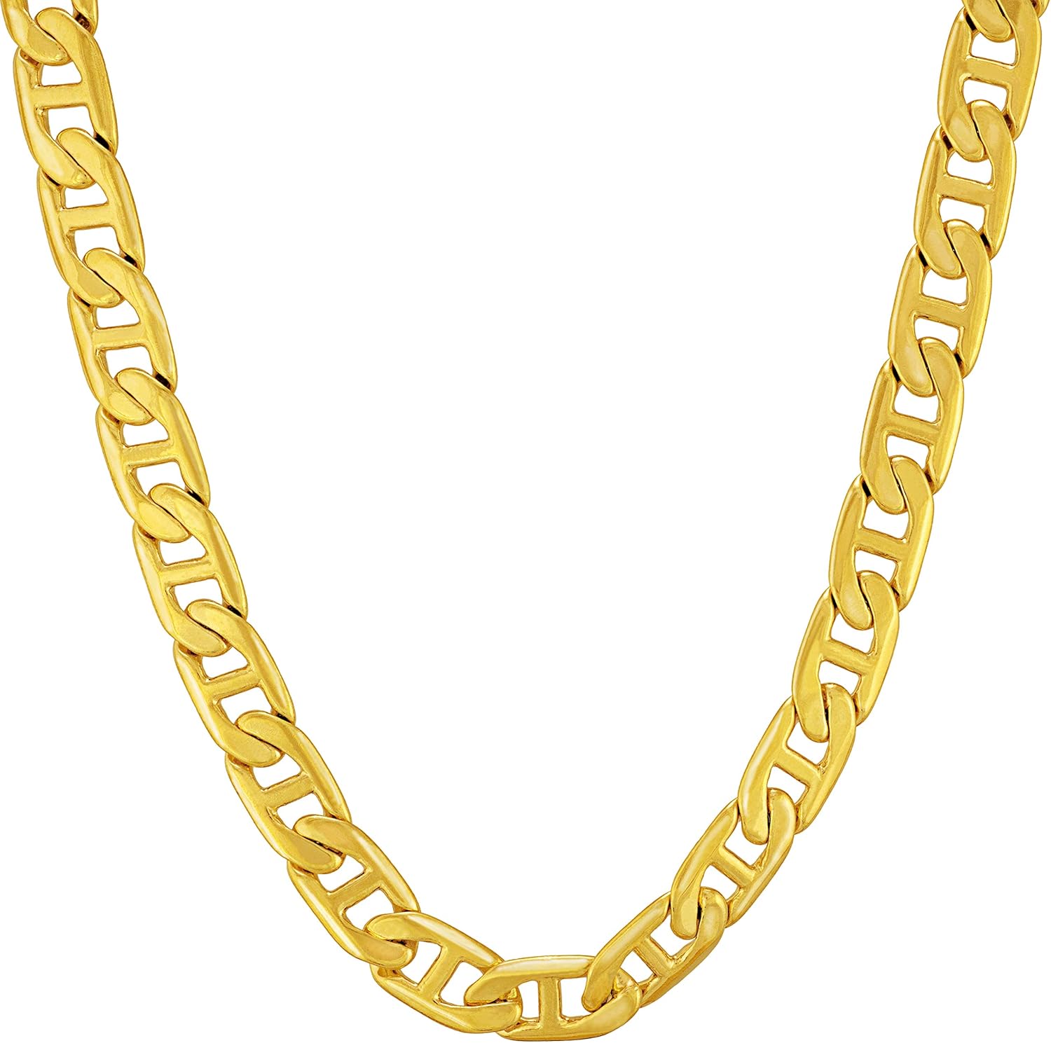 LIFETIME JEWELRY 5mm Mariner Link Chain Necklace for Women & Men 24k Gold Plated