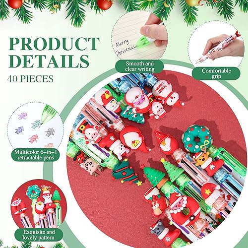 Miniatura 2 de Bolígrafo de Navidad 6 en 1 multicolor retráctil 6 colores para árbol de Navidad Papá Noel muñeco de nieve recuerdos de fiesta de Navidad regalos de