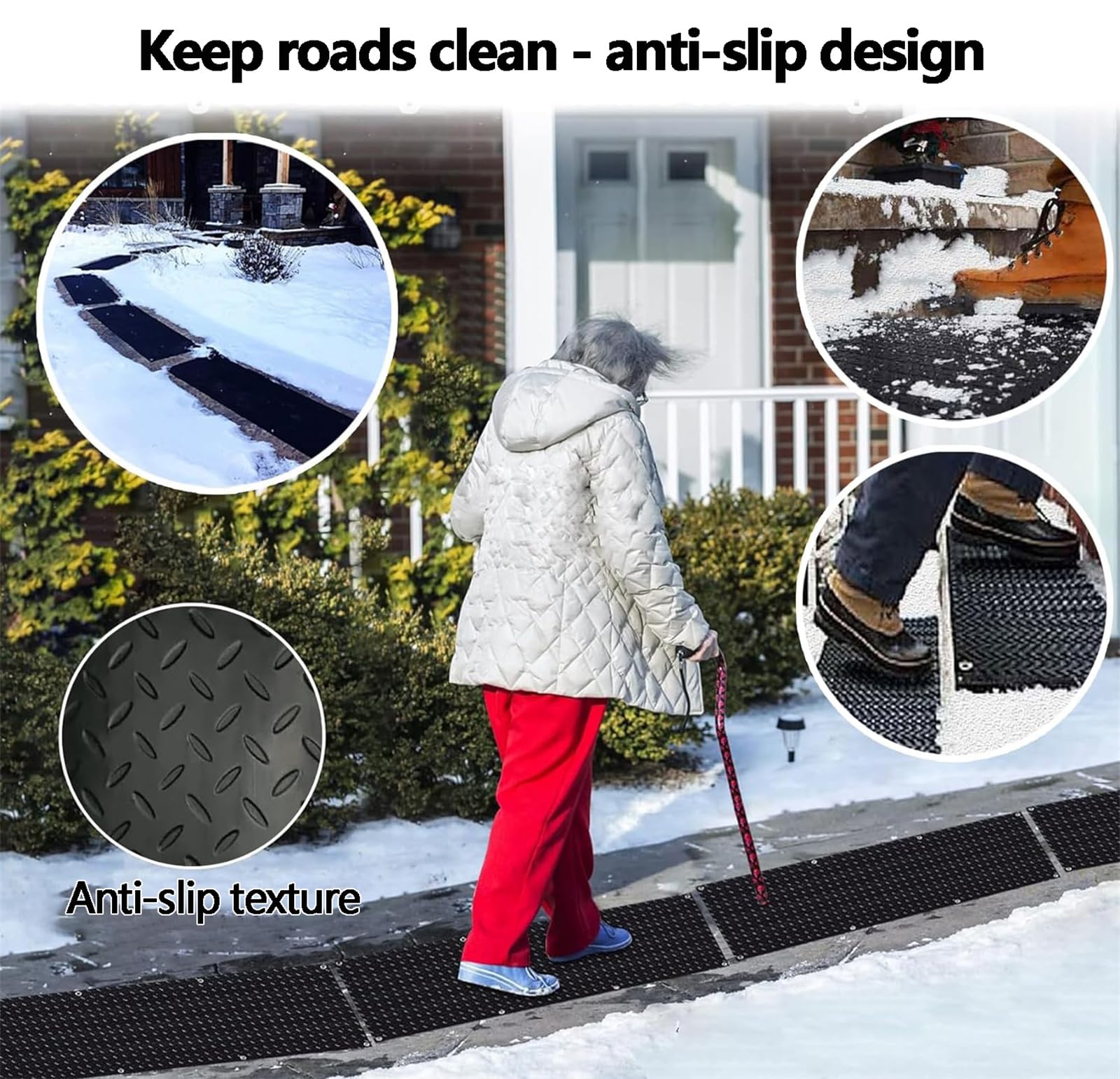 Tapis Chauffants pour Fonte de Neige, Tapis d'allée Chauffant d'extérieur pour escaliers d'hiver, marches, Portes, trottoirs, garages, terrasses (10 x 15 Pouces, pièces) 10 * 15in 3pcs