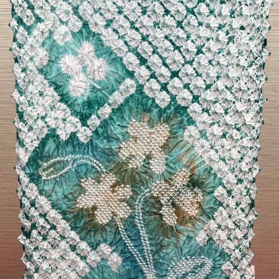 1点のみ 新品 絞りの浴衣 反物 093 グリーン 緑 しぼり 有松 花しぼり