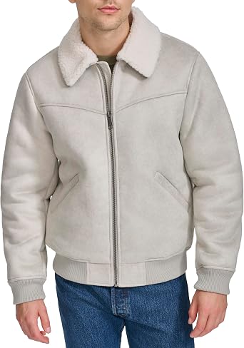 Levis Mens Faux Shearling Western Bomber Jacket