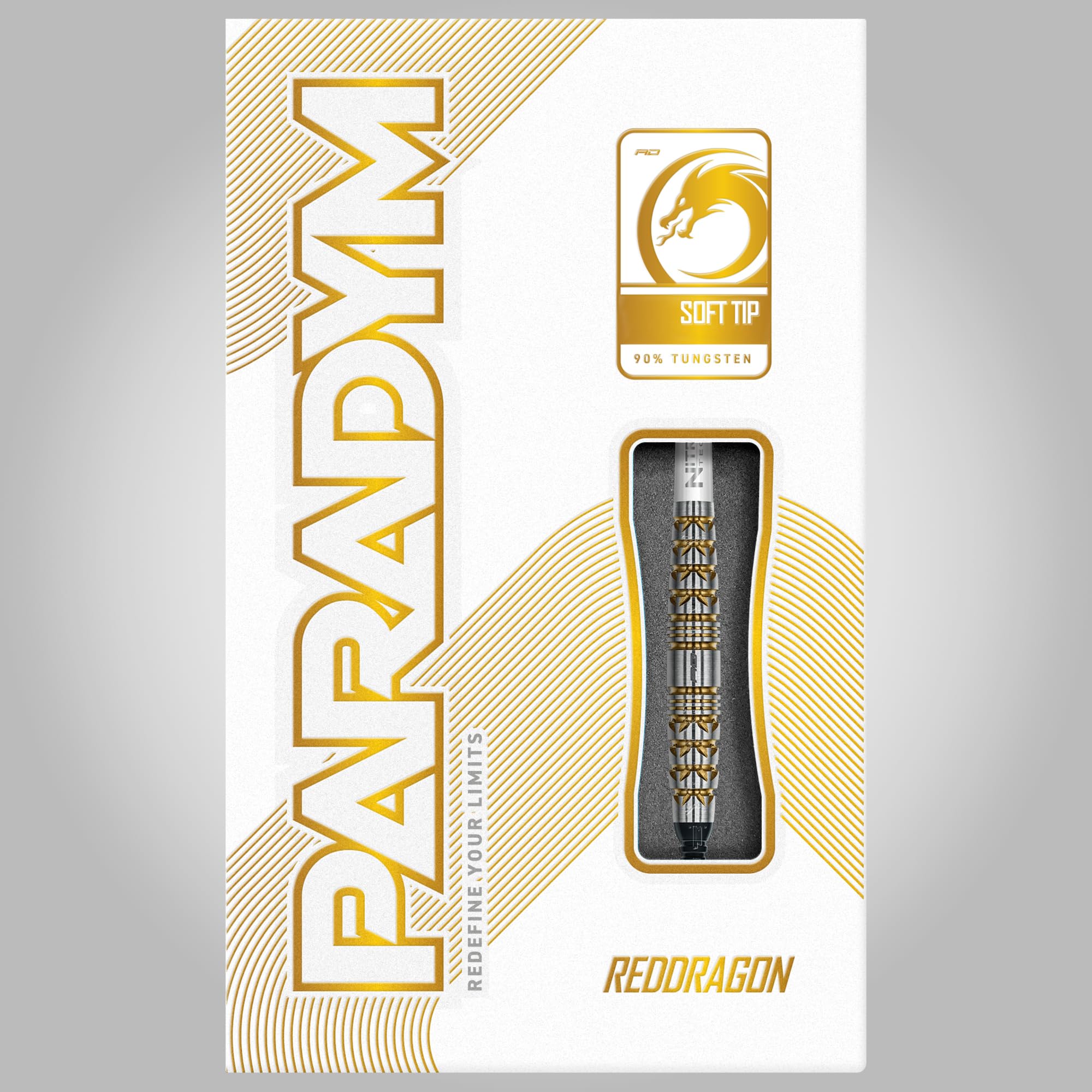RED DRAGON Darts - Paradym Gold Serie Dart Pfeile - 90% Tungsten Profi Dartpfeile - Beinhaltet Dartflüge & Schäfte | 18g Weiche Spitze & Steeldarts 22g, 23g, 24g, 25g & 26g