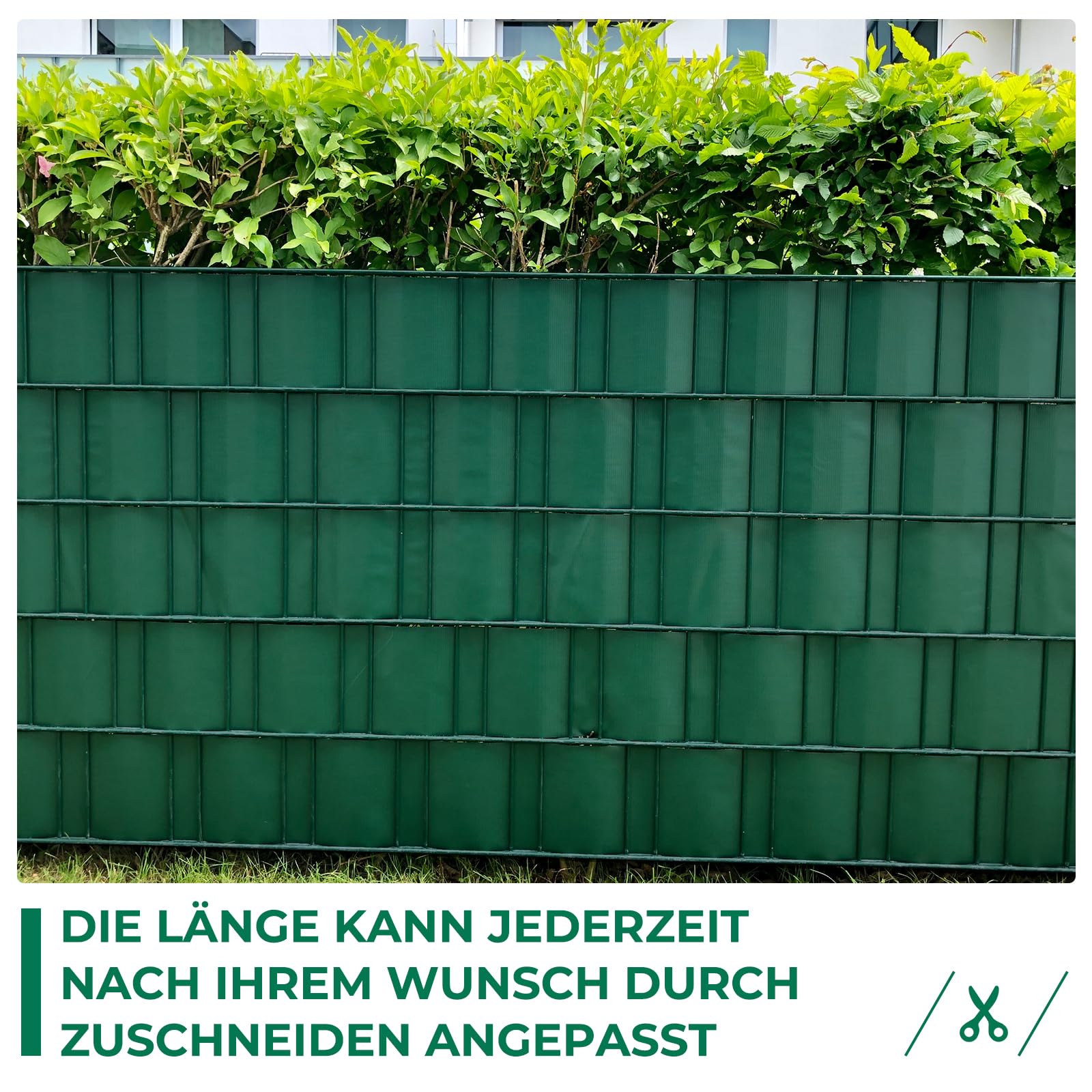 interGo Sichtschutzstreifen Zaun 35 m x 19 cm inkl.20 Clips, Sichtschutz Zaunfolie PVC Sichtschutzstreifen Doppelstabmatten für Gartenzaun, Balkon/Diverse Farben 4er-Set