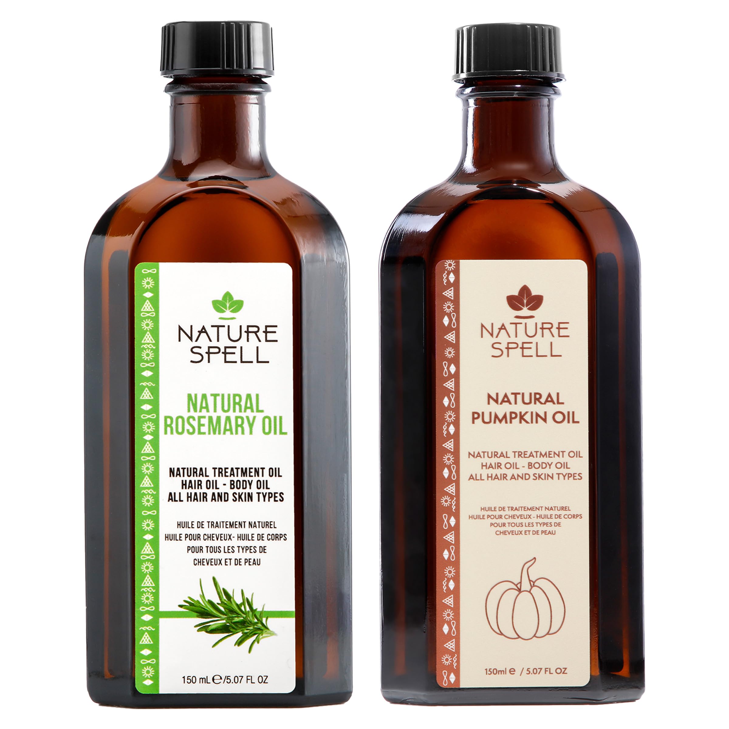 Nature Spell Hair Growth Duo with Rosemary & Pumpkin Oils, Pre-Diluted Oil Set to Strengthen Hair and Nourish the Scalp