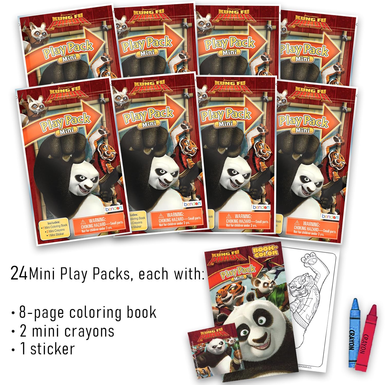 Dreamworks Kung Fu Panda Mini-Partygeschenk-Set – Paket mit 24 Kung-Fu-Panda-Spielpackungen mit Malvorlagen, Aufklebern und mehr, Kung-Fu-Panda-Partyzubehör