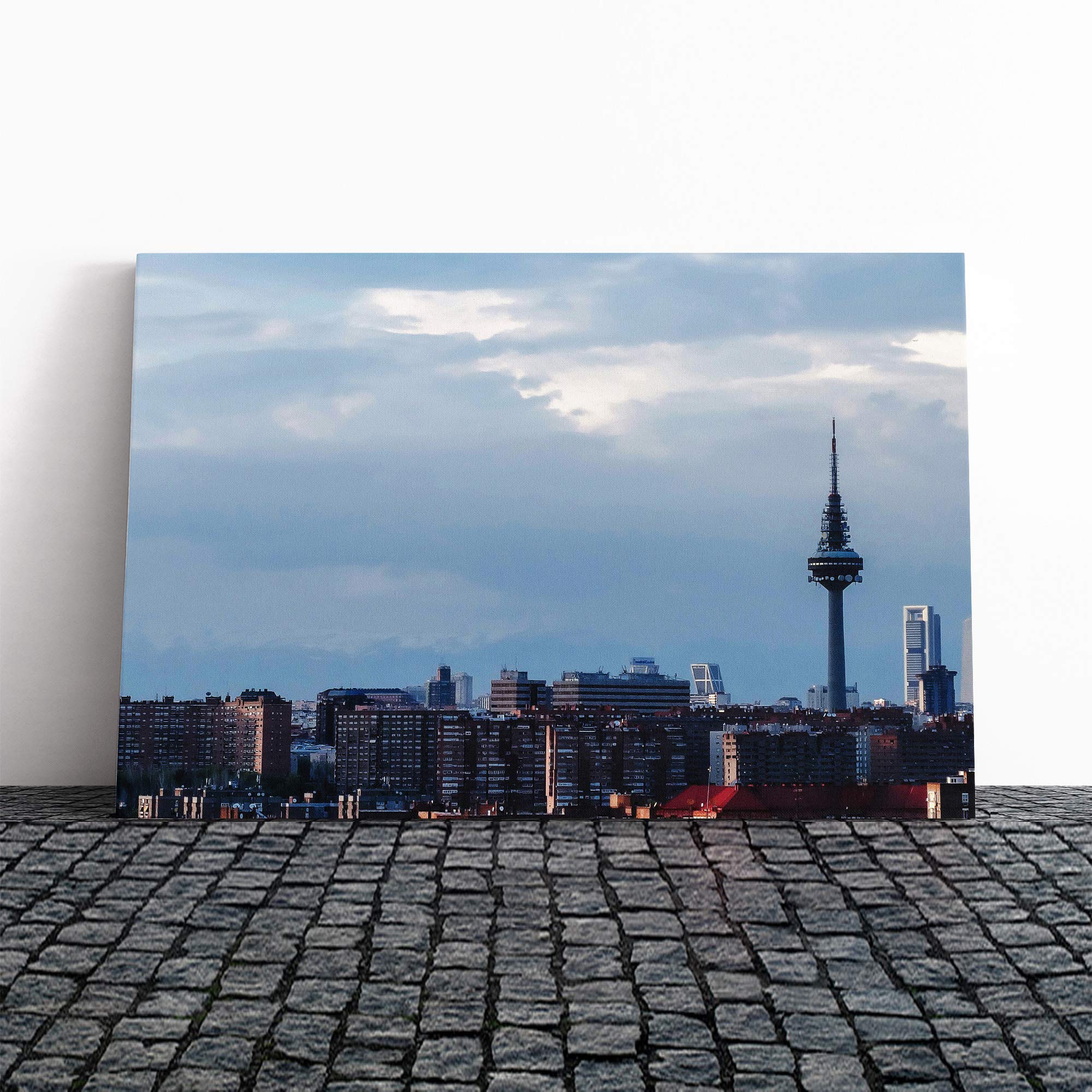 Madrid Spain Skyline Canvas Print | Gallery Wrapped 30mm Frame Wall Art | 24x16 inches | Ready to Hang | Modern Cityscape Picture | Living Room Bedroom Lounge Office