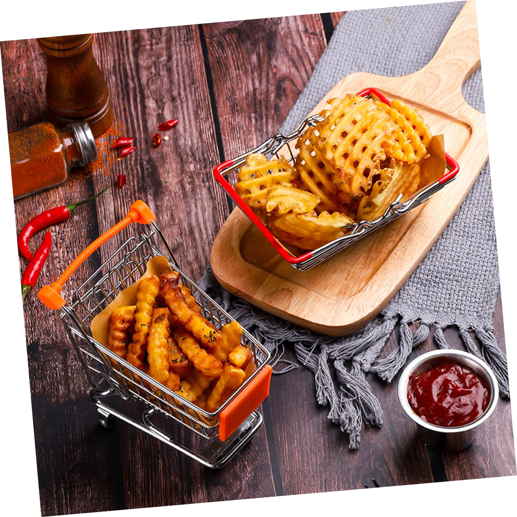 Unomor Fried Chicken Plate Snack Basket Fruit Storage Stainless Steel Mesh Holder Home Decor Random Color