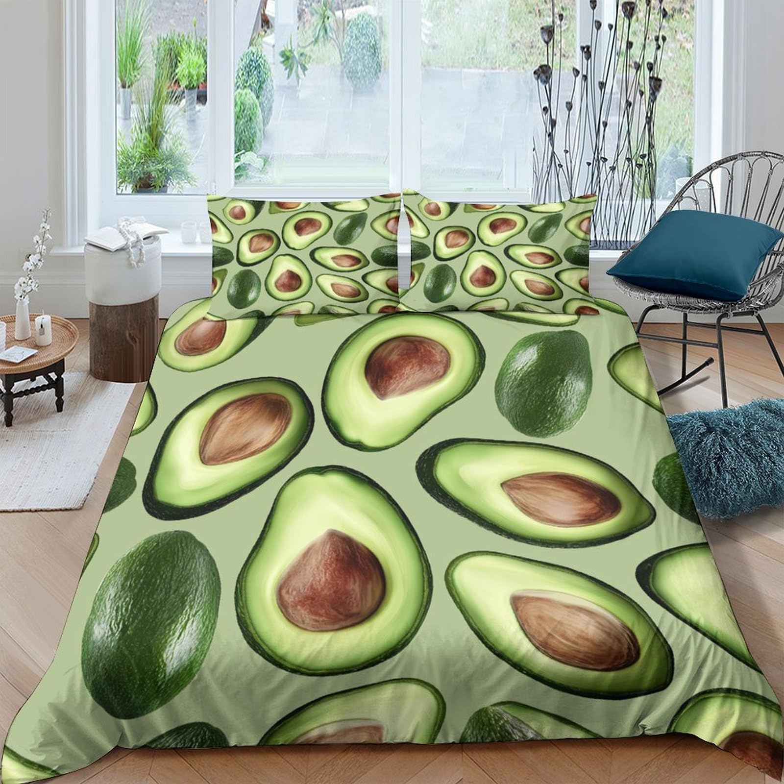 Ctjqhvkz Style-10 3D Printed Avocado Pattern Fitted Sheet Microfiber Soft Breathable Green Fruit Mattress Cover For Bedroom Guest Room Decor Single（135X200cm）