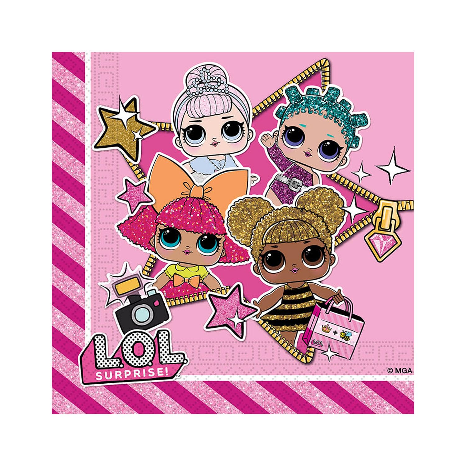 Procos 90859P Napkins L.O.L. 33x33cm - 20 Pieces