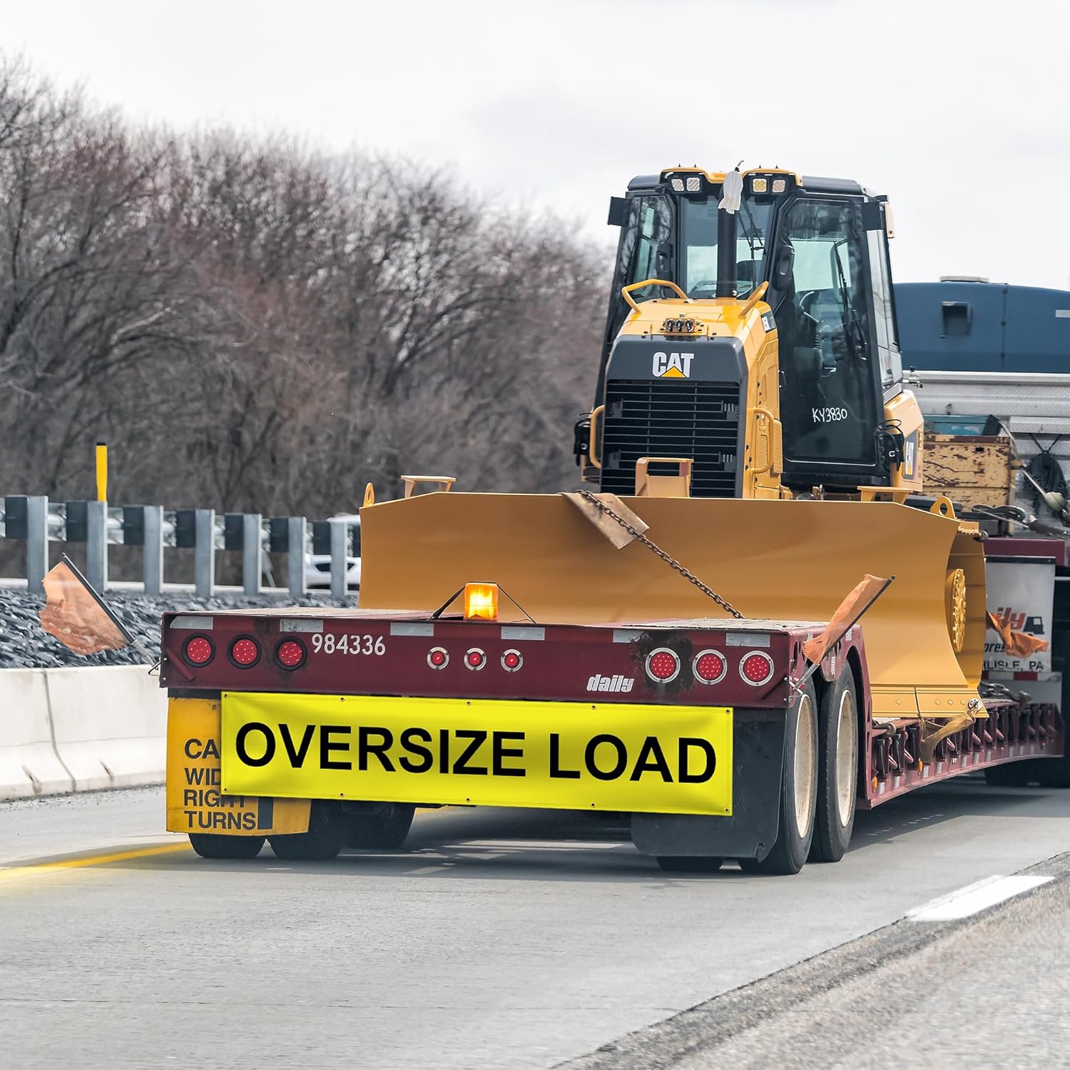 wall26 OVERSIZE LOAD Safety Banner For Escort Vehicles Sign With Mounting Grommets - 18" x 48"