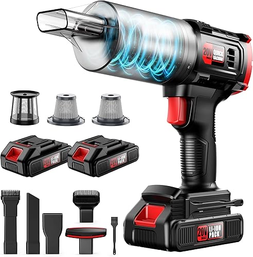 Aspiradora de mano inalámbrica  35000 PA fuerte succión para el automóvil y el hogar, aspiradora de coche portátil recargable ligera para pelo de