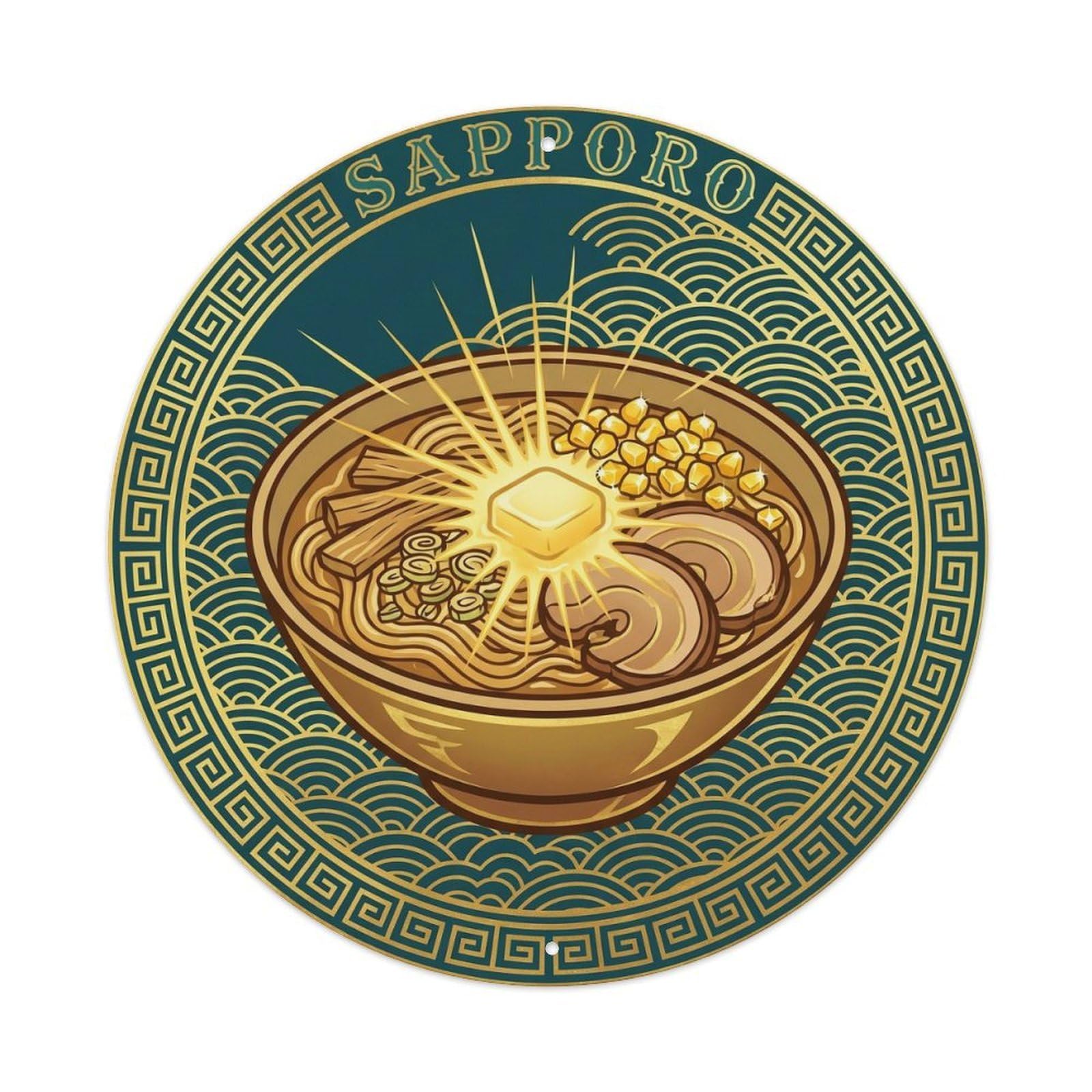 Olyhtr 8X8inch Classic Style Ramen Miso Hokkaido Butter Corn Noodle Bar Metal Tin Sign