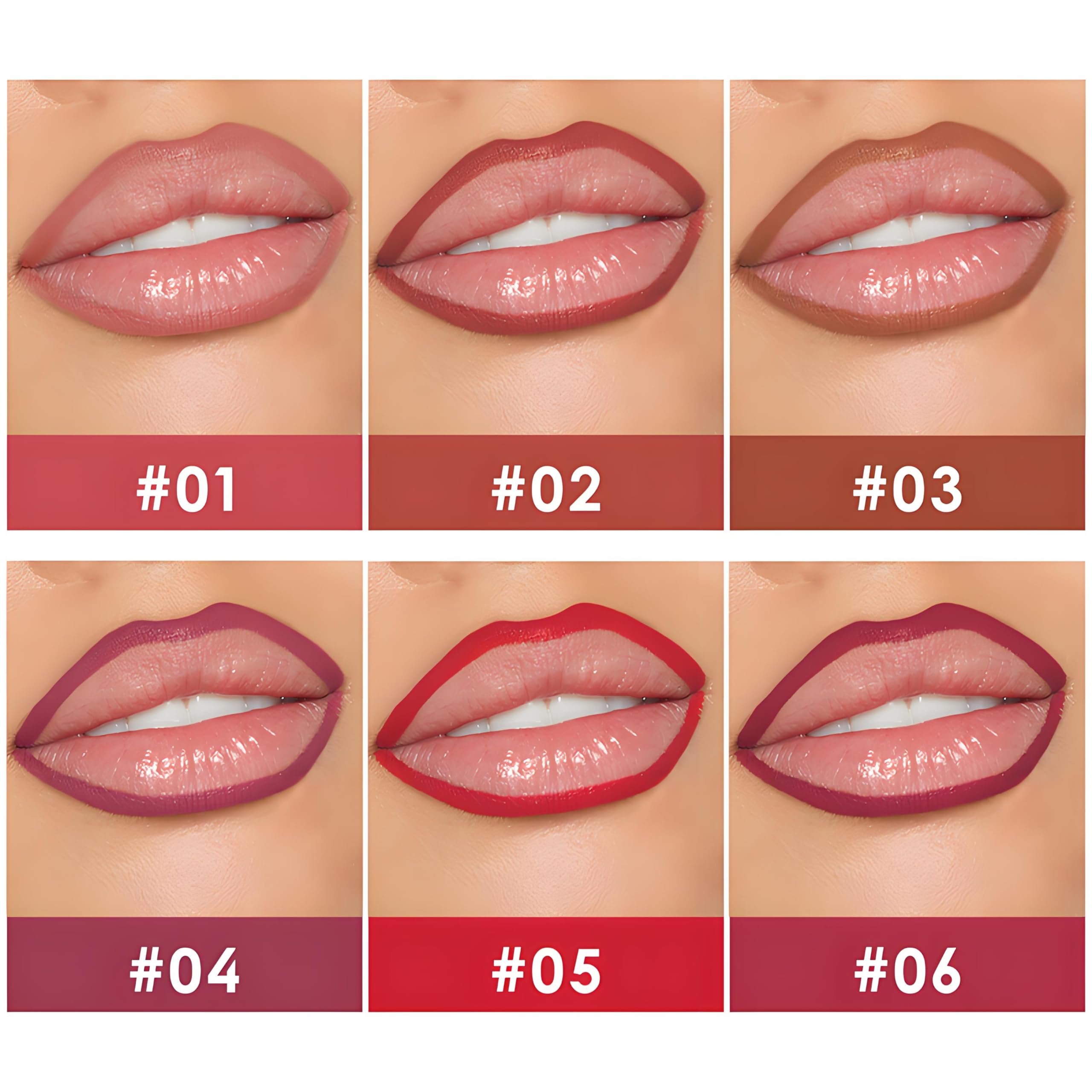 CCbeauty 6 Pcs Lip Liners Pencil Matte Lip Liner Pen Makeup Waterproof Long Lasting Lip Liner Set Nude Lip Liner Set - Image 4