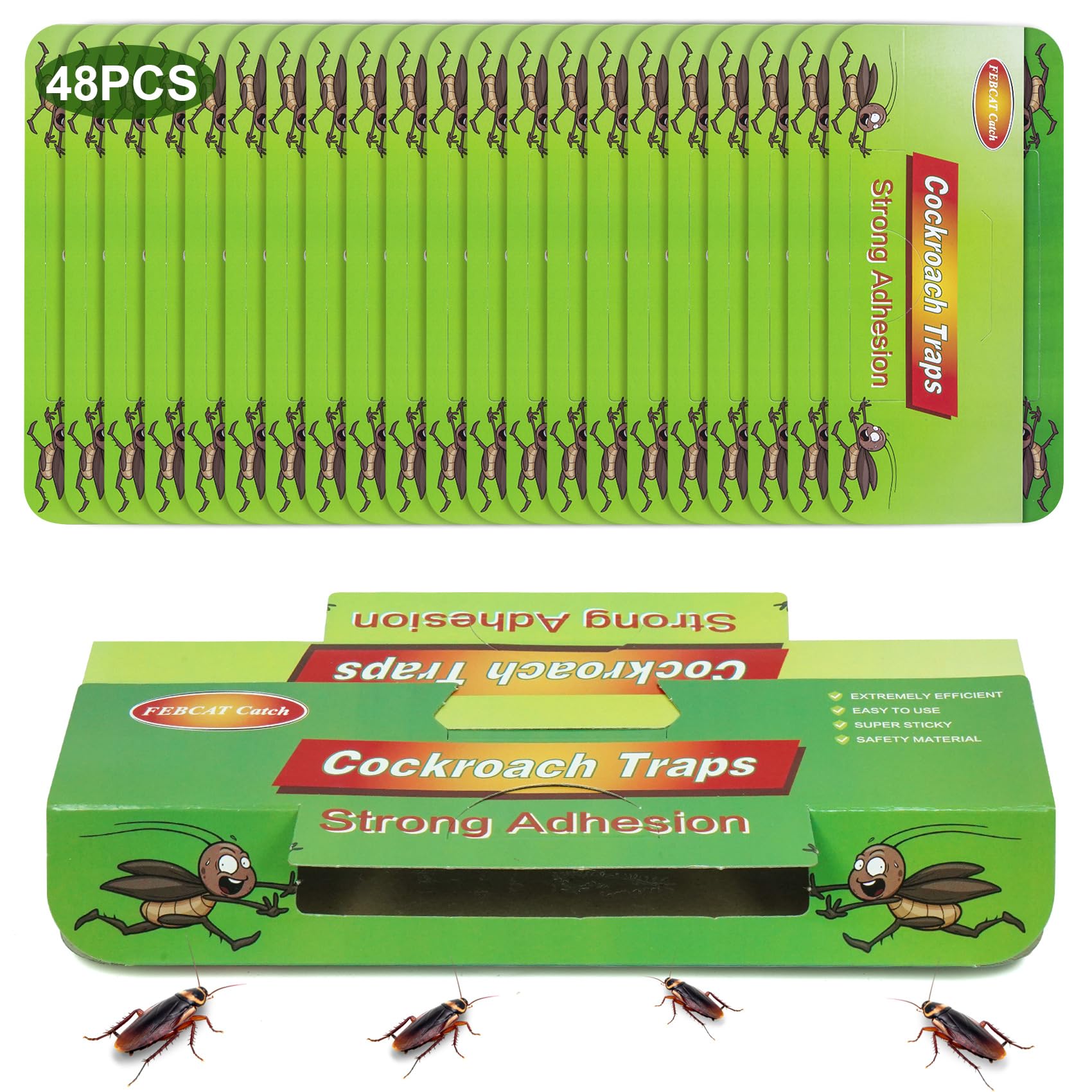 Pièges à Cafards Efficaces, Lot de 48, Anti Cafard Vert