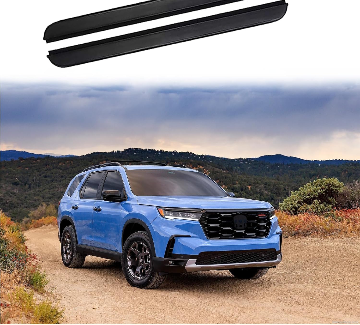 2PCS Running Boards Fits for H Pilot 2022 2023 2024 2025 Nerf Bars Side Steps 5.28-inch (Black Powder Coated Flat Style)