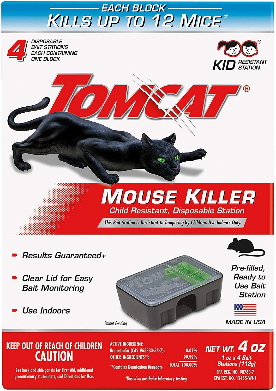 Tomcat Mouse Killer, Child Resistant, Disposable Station, 4 Stations