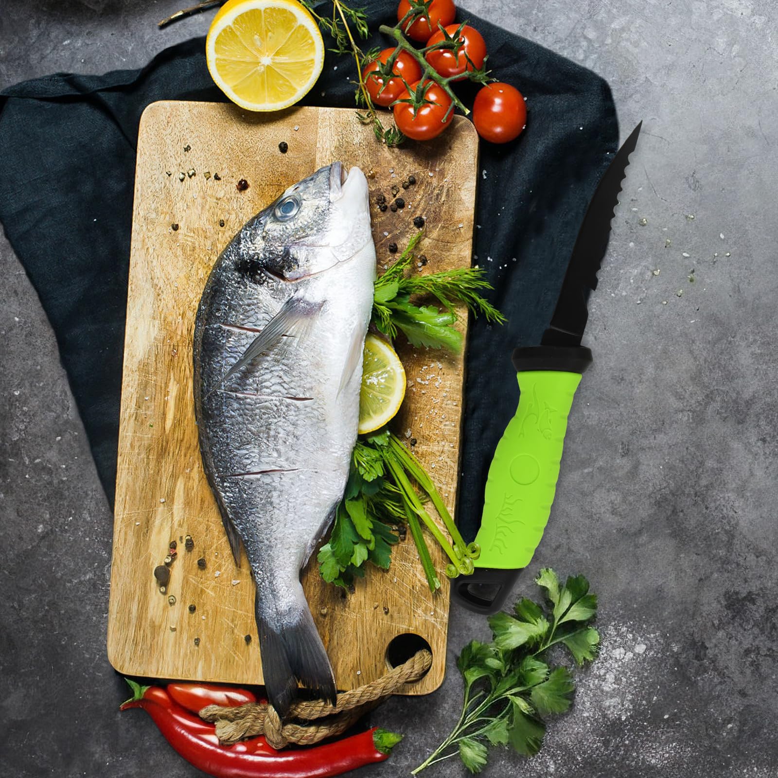 Cuchillo Fileteador Pescado, Cuchillo de Filetear Carne, 8 Pulgadas Cuchillo Deshuesador en Acero Inoxidable, Cuchillos Cocina con Mango Antideslizante (33,5 cm x 1,9 cm)