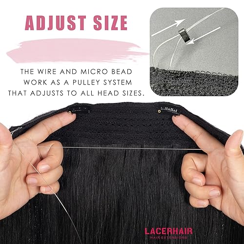 Miniatura 7 de Lacer Extensiones de cabello humano de 12 pulgadas, con alambre negro azabache, extensiones de cabello humano real, con alambre transparente