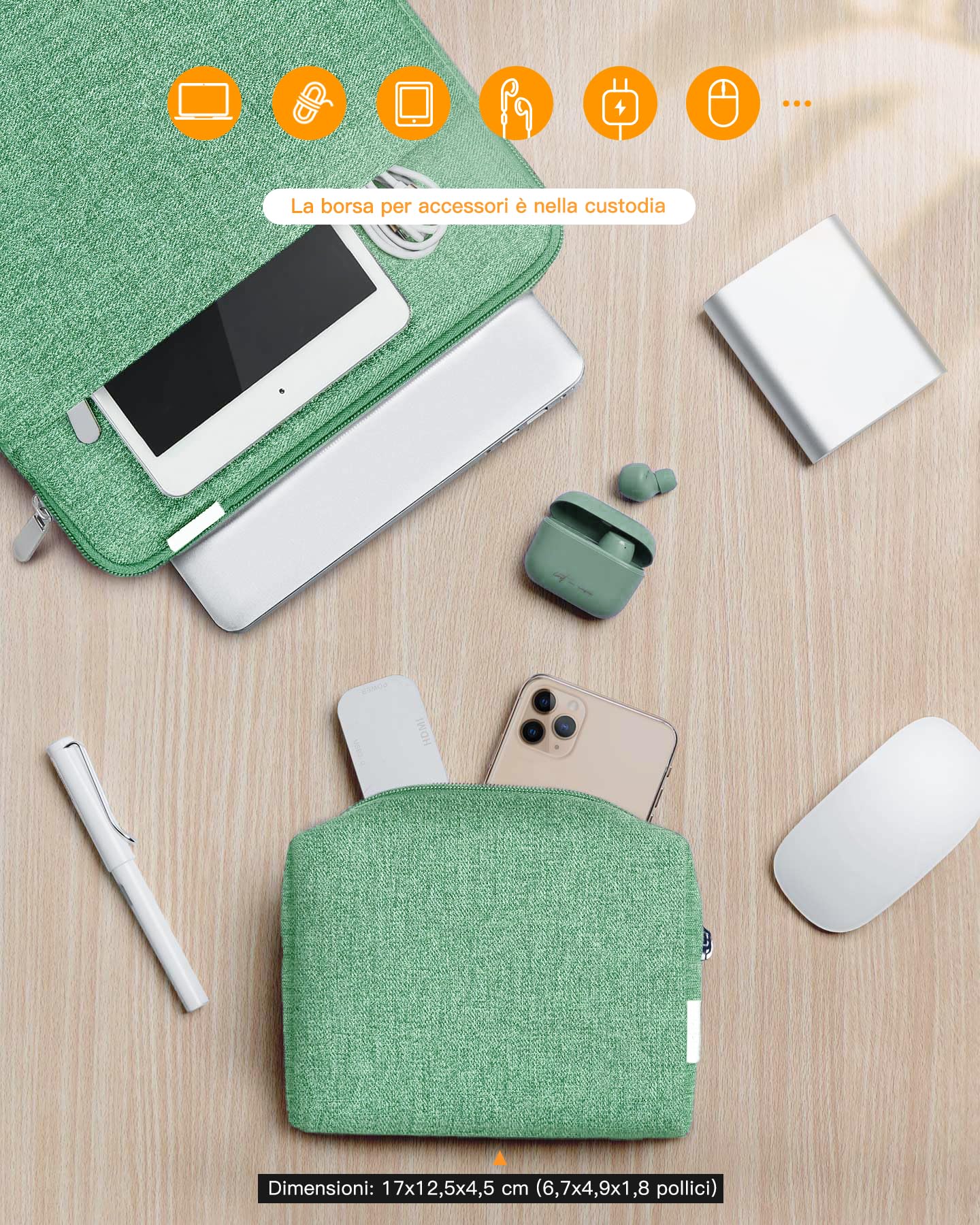 Inateck 360° Protezione Custodia Compatibile con 13 Pollici MacBook Air M5/M4/M3/M2/M1 2026-2018 A3449 A3113 A2681 A2337, 13 Pollici MacBook Pro M2/M1 2022-2016 A2686 A2338 Borsa per Laptop