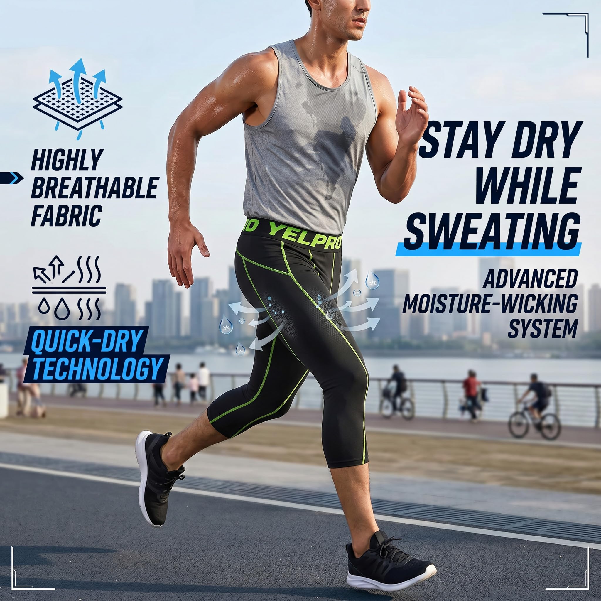 SANANG Kompressionshose Männer, Sportliche Lauftights mit Cool-Dry, Atmungsaktiv & Feuchtigkeitstransport