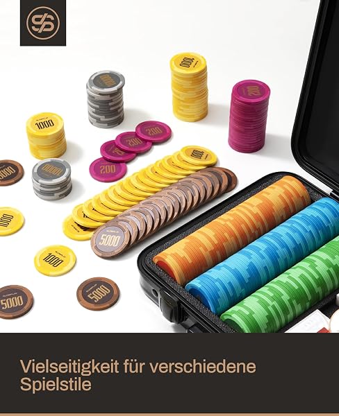 SLOWPLAY Godel Ton-Pokerchips, 14 Gramm Schwerer Tonverbundstoff, 40mm große Chips in Großpackung, 50er-Pack mit einem Wert von 10 - 2